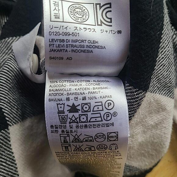 Levi's Classic Plaid Flannel Worker Over Shirt Mens Medium White Cotton  19587 - Picture 9 of 9